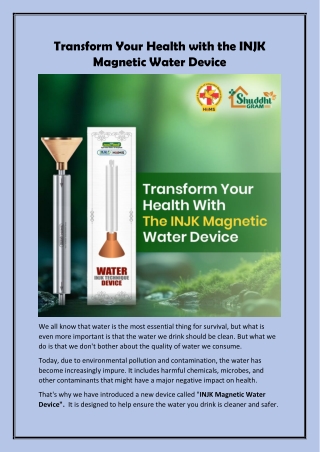 Transform Your Health with the INJK Magnetic Water Device