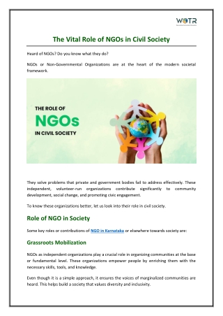 How NGOs Empower Civil Society and Drive Social Change
