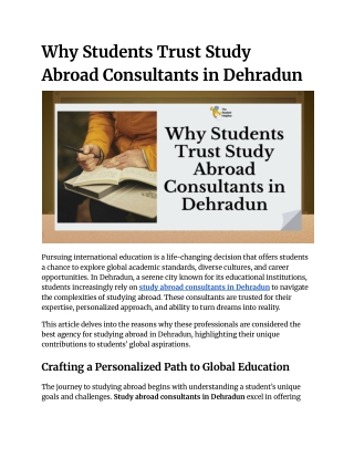 Why Students Trust Study Abroad Consultants in Dehradun