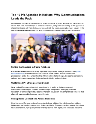 Top 10 PR Agencies in Kolkata_ Why iCommunications Leads the Pack