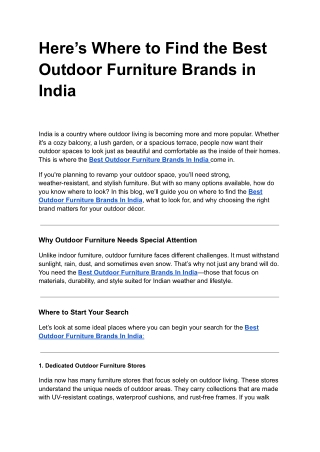 Here’s Where to Find the Best Outdoor Furniture Brands in India