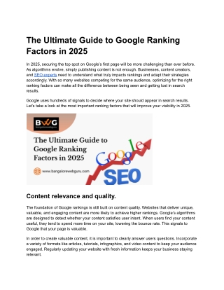 The Ultimate Guide to Google Ranking Factors in 2025