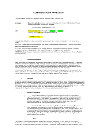 confidentiality agreement