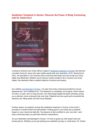 Aesthetics Treatment in Guntur: Discover the Power of Body Contouring with Dr. S