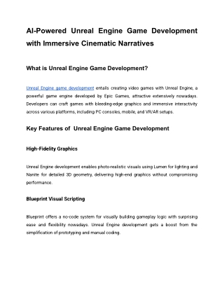 AI-Powered Unreal Engine Game Development with Immersive Cinematic Narratives
