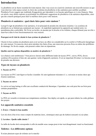 Plomberie et sanitaires : quel choix faire pour votre maison ?