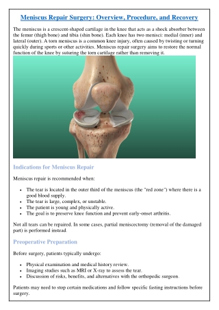 Meniscus Repair Surgery: Overview, Procedure, and Recovery