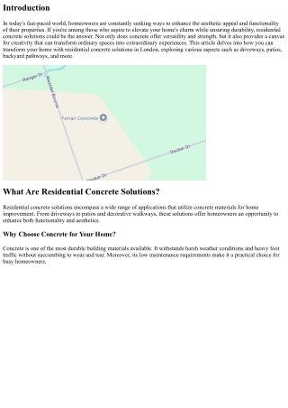 Transform Your Home with Residential Concrete Solutions in London