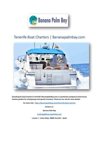 Tenerife Boat Charters | Bananapalmbay.com
