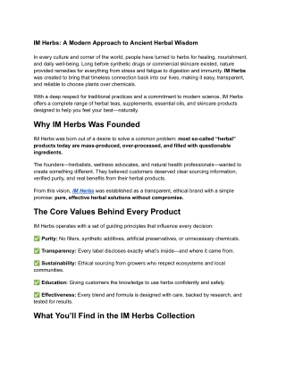 IM Herbs_ A Modern Approach to Ancient Herbal Wisdom