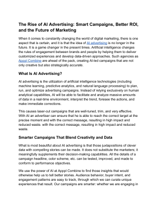 The Rise of AI Advertising: Smart Campaigns, Better ROI, and the Future of Marke