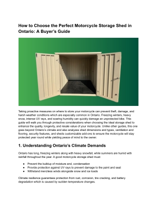 How to Choose the Perfect Motorcycle Storage Shed in Ontario_ A Buyer’s Guide