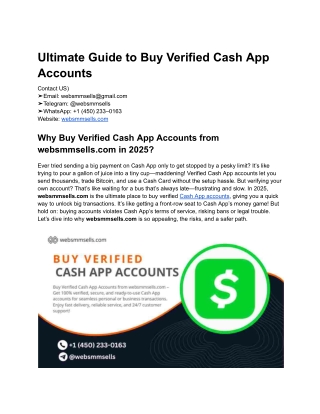 Ultimate Guide to Buy Verified Cash App Accounts from websmmsells.com