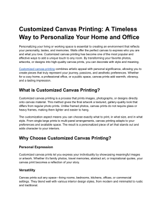 Customized Canvas Printing