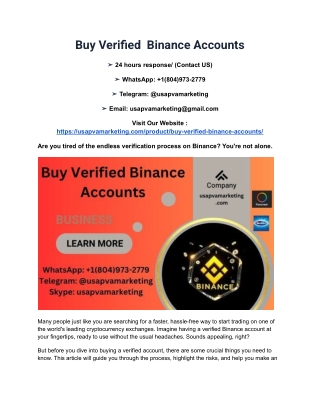 How to Best to Sites Buy, Verified Binance Account 25/26