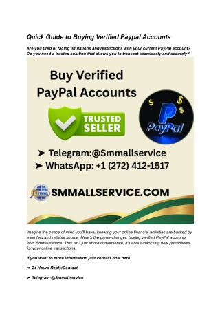 Quick Guide to Buying Verified Paypal Accounts