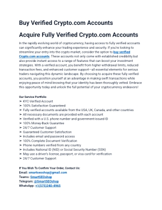 Top Site to Buy Verified Crypto.com Account USA – Quick Delivery