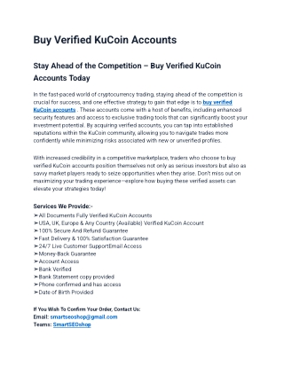Top Site to Buy Verified KuCoin Accounts USA – Quick Delivery
