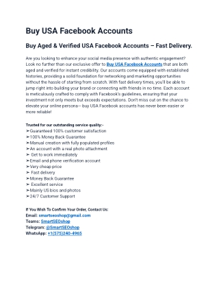 Top Site to Buy USA Facebook Accounts USA – Quick Delivery