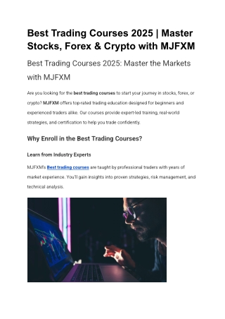 Best Trading Courses 2025 _ Master Stocks, Forex & Crypto with MJFXM