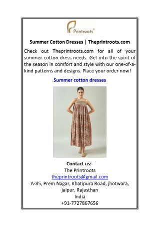 Summer Cotton Dresses Theprintroots.com