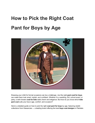 How to Pick the Right Coat Pant for Boys by Age