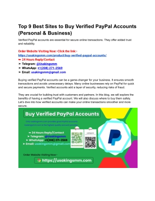 Top 9 Best Sites to Buy Verified PayPal Accounts (Personal & Business)