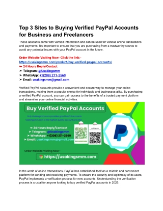 Top 3 Sites to Buying Verified PayPal Accounts for Business and Freelancers