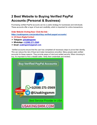 2 Best Website to Buying Verified PayPal Accounts (Personal & Business)