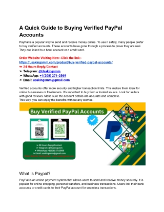 A Quick Guide to Buying Verified PayPal Accounts