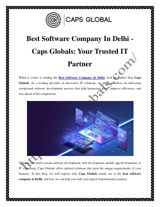 Best ERP Software Development in Delhi | Caps Globals