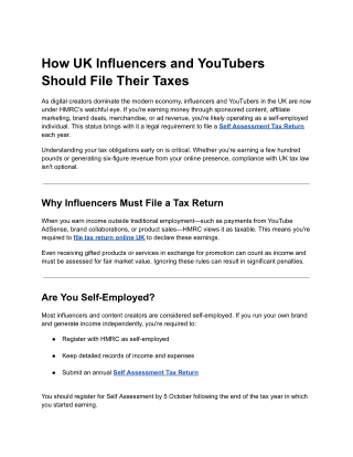 How UK Influencers and YouTubers Should File Their Taxes