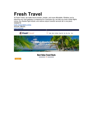 fresh travel at fresh travel we make travel