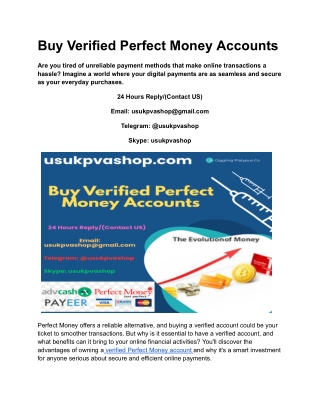 Buy Verified Perfect Money Accounts