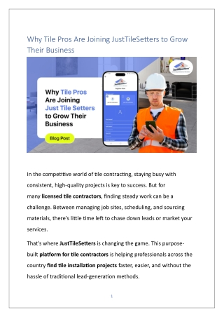 Why Tile Pros Are Joining JustTileSetters to Grow Their Business