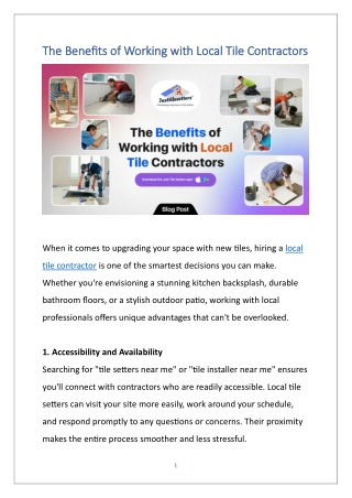the benefits of working with local tile