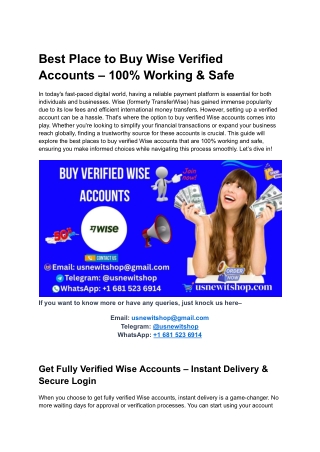 Quick Setup Buy Wise Verified Account for Sale – Trusted Seller
