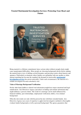 trusted matrimonial investigation services