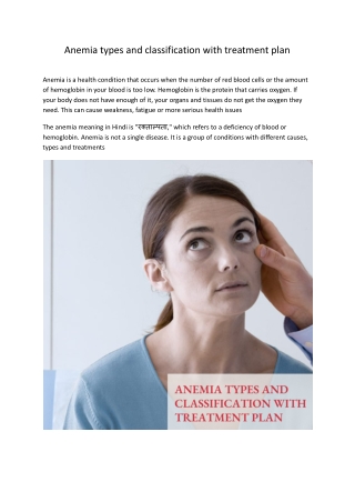 anemia types and classification with treatment