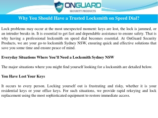 why you should have a trusted locksmith on speed