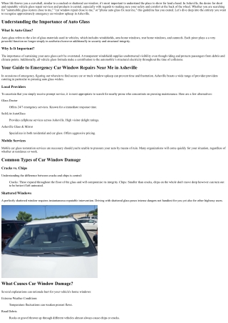 Your Guide to Emergency Car Window Repairs Near Me in Asheville