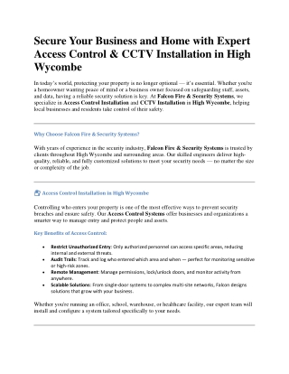 Secure Your Business and Home with Expert Access Control & CCTV Installation in