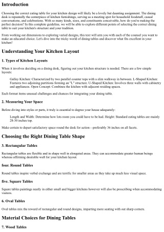 Choosing the Right Dining Table for Your Kitchen Layout