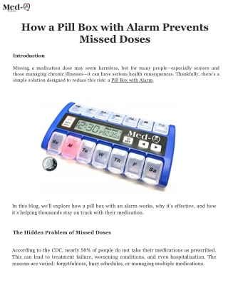 How a Pill Box with Alarm Prevents Missed Doses