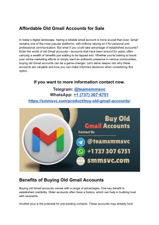 Affordable Old Gmail Accounts for Sale