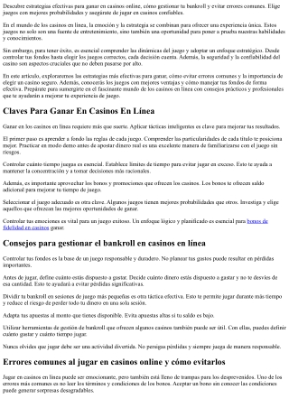 ¿Cómo Ganar En Los Juegos De Casino Online? - Tácticas Para Mejorar Tus Resultad