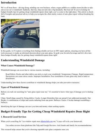 Budget-Friendly Tips for Getting Cheap Windshield Repairs Done Right
