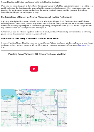 Pioneer Plumbing and Heating Inc, Vancouvers Best Plumbing Professionals