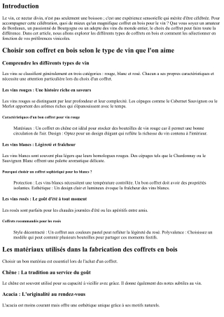 Choisir son coffret en bois selon le type de vin que l'on aime