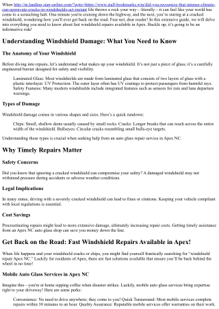 **“Get Back on the Road: Fast Windshield Repairs Available in Apex!”**